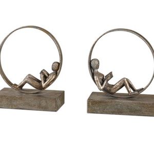 Uttermost Set of 2 Lounging Reader Antique Bookends